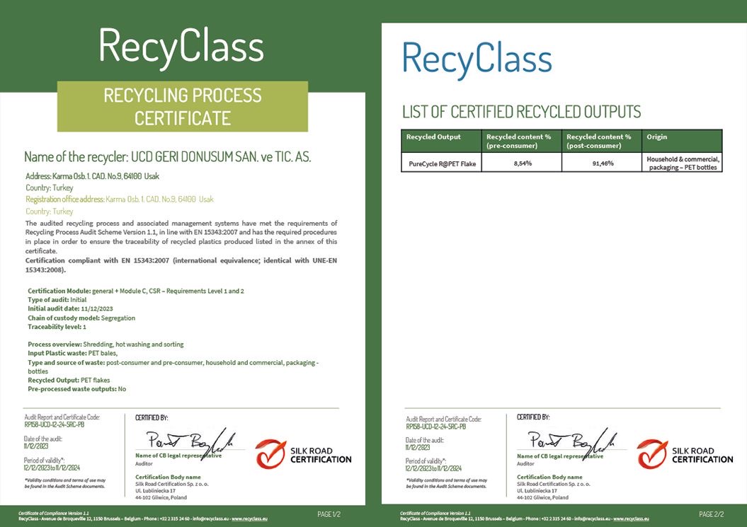 RecyClass Certificate